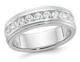 Mens 1.00 Carat (ctw H-I, I1-I2) Diamond Milgrain Band Ring in 14K White Gold (Size 10)